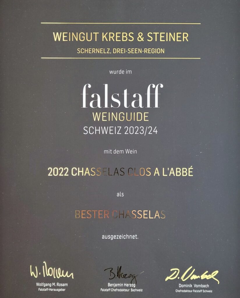 Bester Chasselas der Schweiz im Falstaff Weinguide 2023/24